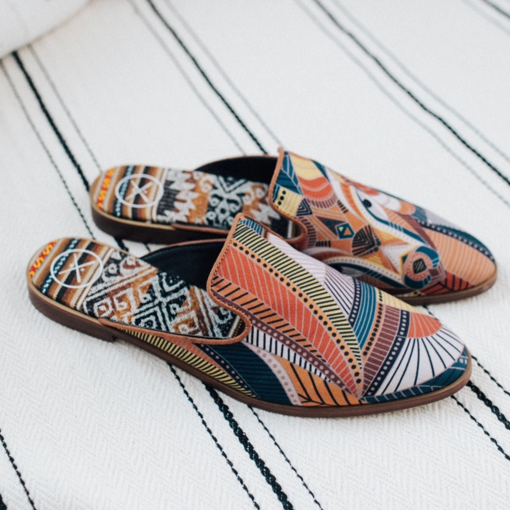 Inkkas Red and Orange Geometric Mules